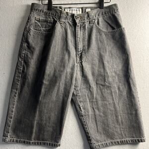 Y2K Ecko Unltd Black Denim Shorts Size 32 Skater VTG Faded